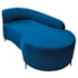 Divã Recamier Orgânico França 140cm Lado Dir Pés Metal Preto Linho Azul Royal