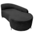 Divã Recamier Orgânico França 140cm Lado Dir Pés Metal Preto Linho Preto