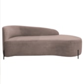 Divã Recamier Orgânico França 140cm Lado Dir Pés Metal Preto Linho Rose
