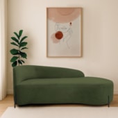 Divã Recamier Orgânico França 140cm Lado Dir Pés Metal Preto Linho Verde