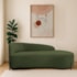 Divã Recamier Orgânico França 140cm Lado Dir Pés Metal Preto Linho Verde