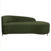 Divã Recamier Orgânico França 140cm Lado Dir Pés Metal Preto Linho Verde
