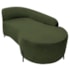 Divã Recamier Orgânico França 140cm Lado Dir Pés Metal Preto Linho Verde