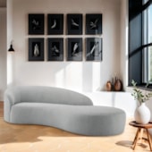 Divã Recamier Orgânico França 140cm Lado Direito Bouclé Cinza - Amarena Moveis