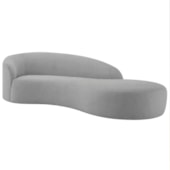 Divã Recamier Orgânico França 140cm Lado Direito Linho Cinza Claro - Amarena Moveis