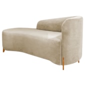 Divã Recamier Orgânico França 140cm Lado Esq Pés De Madeira Bouclé Bege