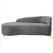 Divã Recamier Orgânico França 140cm Lado Esq Pés De Madeira Bouclé Cinza