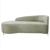 Divã Recamier Orgânico França 140cm Lado Esq Pés De Madeira Bouclé Verde Oliva