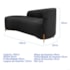 Divã Recamier Orgânico França 140cm Lado Esq Pés madeira Linho Preto
