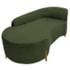 Divã Recamier Orgânico França 140cm Lado Esq Pés madeira Linho Verde