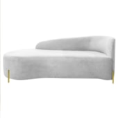 Divã Recamier Orgânico França 140cm Lado Esq Pés metal Dourado Bouclé Branco
