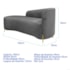 Divã Recamier Orgânico França 140cm Lado Esq Pés metal Dourado Bouclé Cinza