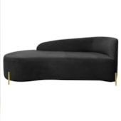 Divã Recamier Orgânico França 140cm Lado Esq Pés metal Dourado Bouclé Preto