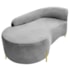 Divã Recamier Orgânico França 140cm Lado Esq Pés Metal Dourado Linho Cinza Claro