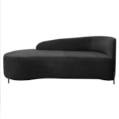 Divã Recamier Orgânico França 140cm Lado Esq Pés metal Preto Bouclé Preto