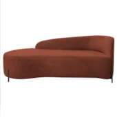 Divã Recamier Orgânico França 140cm Lado Esq Pés metal Preto Bouclé Terracota