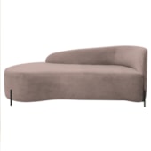 Divã Recamier Orgânico França 140cm Lado Esq Pés Metal Preto Linho Rose
