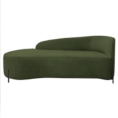 Divã Recamier Orgânico França 140cm Lado Esq Pés Metal Preto Linho Verde