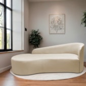 Divã Recamier Orgânico França 140cm Lado Esquerdo Bouclé Bege - Amarena Moveis