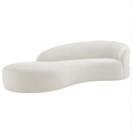 Divã Recamier Orgânico França 140cm Lado Esquerdo Bouclé Branco - Amarena Moveis