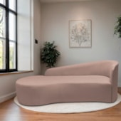 Divã Recamier Orgânico França 140cm Lado Esquerdo Linho Rose - Amarena Moveis