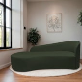 Divã Recamier Orgânico França 140cm Lado Esquerdo Linho Verde - Amarena Moveis