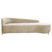 Divã Recamier Orgânico França 160cm Lado Dir Pés madeira Bouclé Bege