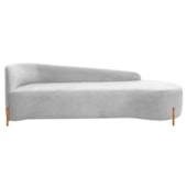 Divã Recamier Orgânico França 160cm Lado Dir Pés madeira Bouclé Branco