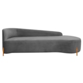 Divã Recamier Orgânico França 160cm Lado Dir Pés madeira Bouclé Cinza