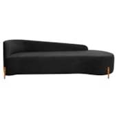 Divã Recamier Orgânico França 160cm Lado Dir Pés madeira Bouclé Preto