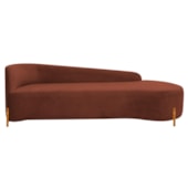 Divã Recamier Orgânico França 160cm Lado Dir Pés madeira Bouclé Terracota