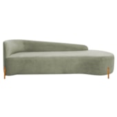 Divã Recamier Orgânico França 160cm Lado Dir Pés madeira Bouclé Verde Oliva