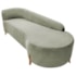 Divã Recamier Orgânico França 160cm Lado Dir Pés madeira Bouclé Verde Oliva