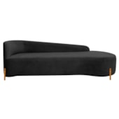 Divã Recamier Orgânico França 160cm Lado Dir Pés madeira Linho Preto