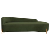 Divã Recamier Orgânico França 160cm Lado Dir Pés madeira Linho Verde