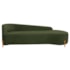 Divã Recamier Orgânico França 160cm Lado Dir Pés madeira Linho Verde