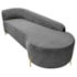 Divã Recamier Orgânico França 160cm Lado Dir Pés metal Dourado Bouclé Cinza