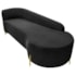 Divã Recamier Orgânico França 160cm Lado Dir Pés metal Dourado Bouclé Preto