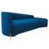 Divã Recamier Orgânico França 160cm Lado Dir Pés Metal Dourado Linho Azul Royal