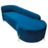 Divã Recamier Orgânico França 160cm Lado Dir Pés Metal Dourado Linho Azul Royal
