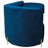 Divã Recamier Orgânico França 160cm Lado Dir Pés Metal Dourado Linho Azul Royal