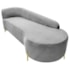 Divã Recamier Orgânico França 160cm Lado Dir Pés Metal Dourado Linho Cinza Claro
