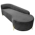 Divã Recamier Orgânico França 160cm Lado Dir Pés Metal Dourado Linho Cinza Escuro