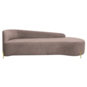 Divã Recamier Orgânico França 160cm Lado Dir Pés Metal Dourado Linho Rose
