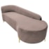 Divã Recamier Orgânico França 160cm Lado Dir Pés Metal Dourado Linho Rose