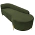Divã Recamier Orgânico França 160cm Lado Dir Pés Metal Dourado Linho Verde