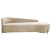 Divã Recamier Orgânico França 160cm Lado Dir Pés metal Preto Bouclé Bege