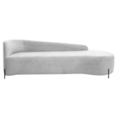 Divã Recamier Orgânico França 160cm Lado Dir Pés metal Preto Bouclé Branco