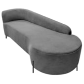 Divã Recamier Orgânico França 160cm Lado Dir Pés metal Preto Bouclé Cinza