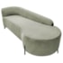 Divã Recamier Orgânico França 160cm Lado Dir Pés metal Preto Bouclé Verde Oliva